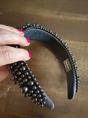 Beaded Black Headband - Women Accessories